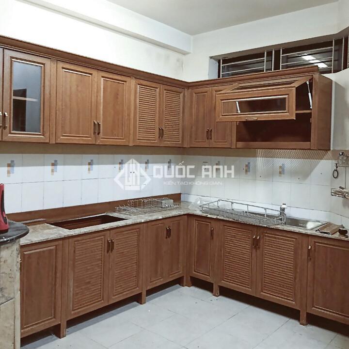 Tủ bếp Omega chữ L rất được ưa chuộng.