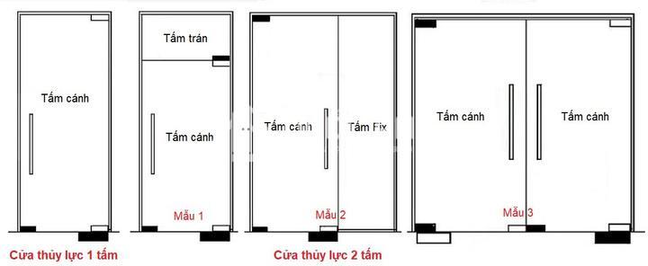 Một số mẫu cửa kính thủy lực. 