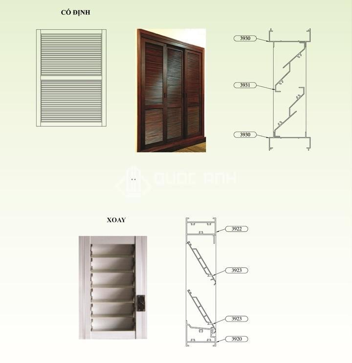 Cửa lá sách xoay và cố định. 