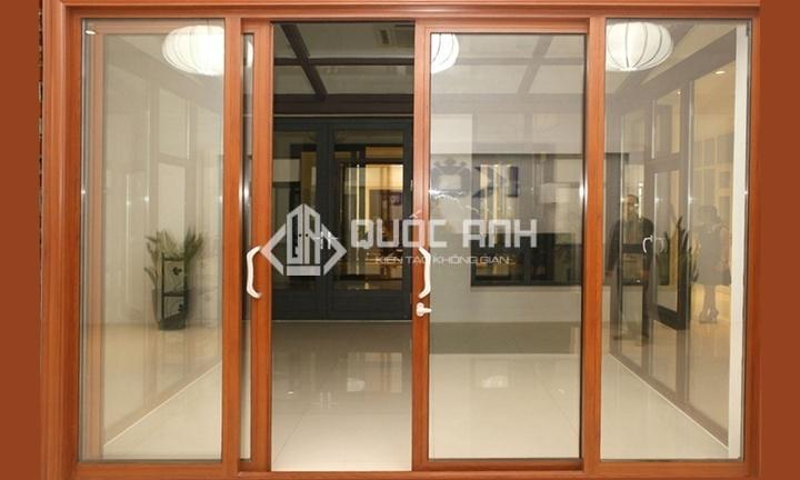 Cửa gỗ kính cường lực 4 cánh. 