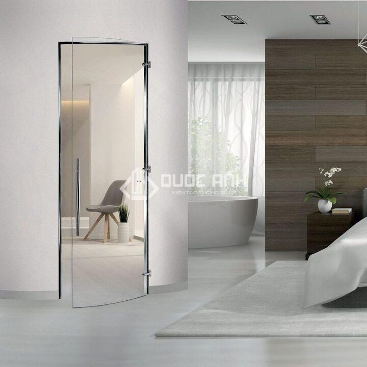 Mẫu cửa kính cường lực 1 cánh mở quay. 