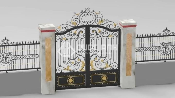 Công trình sử dụng cổng và hàng rào sắt đồng bộ.