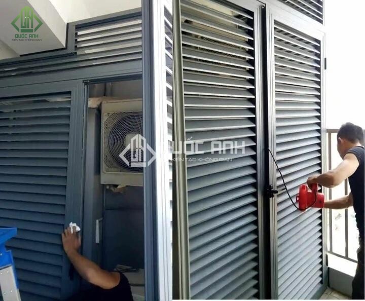 Cửa chớp nhôm cố định đẹp. 