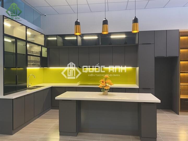 Tủ bếp nhôm kính đẹp. 