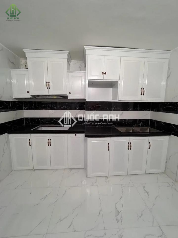 Tủ bếp tân cổ điển có khả năng chống nước cực kỳ tốt.