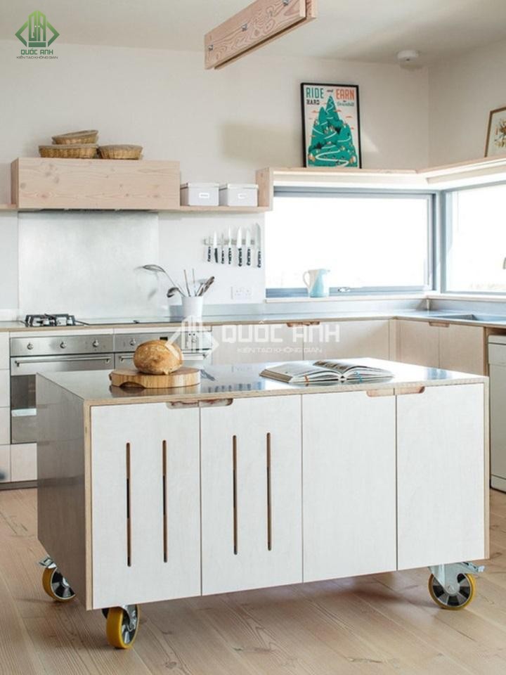 Với mẫu tủ bếp di động bạn có thể di chuyển đi bất cứ đâu.