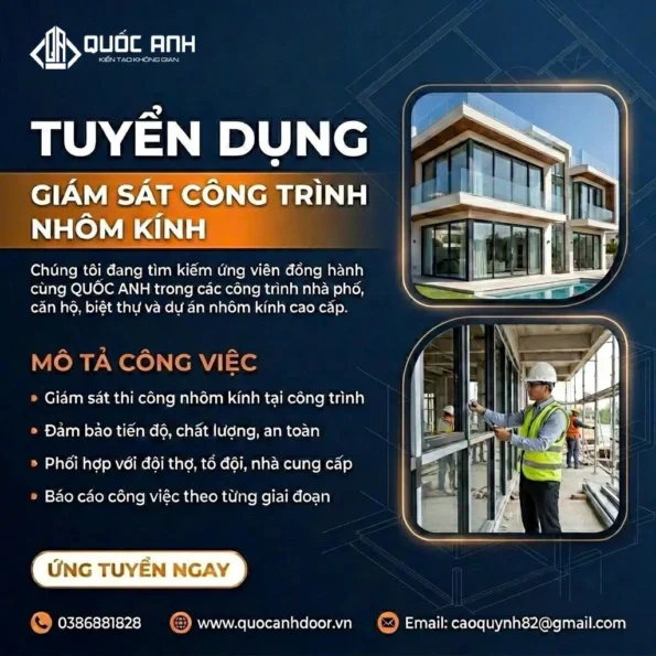 TUYỂN DỤNG: GIÁM SÁT CÔNG TRÌNH NHÔM KÍNH